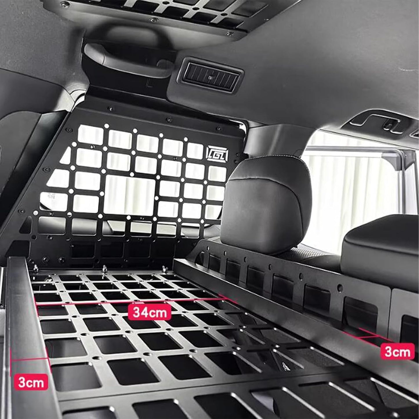 CTH for Toyota Land Cruiser 2024 2025 2026 Car Modification MOLLE Panel Trunk Organizer Cargo Storage Luggage Hanging Bracket Holder Shelf Accessories (Side + Middle Shelf)