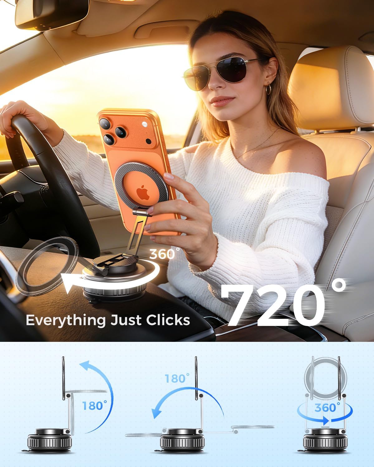 Upgraded 360° Rotation Vacuum Magnetic Phone Holder Stand for iPhone 18