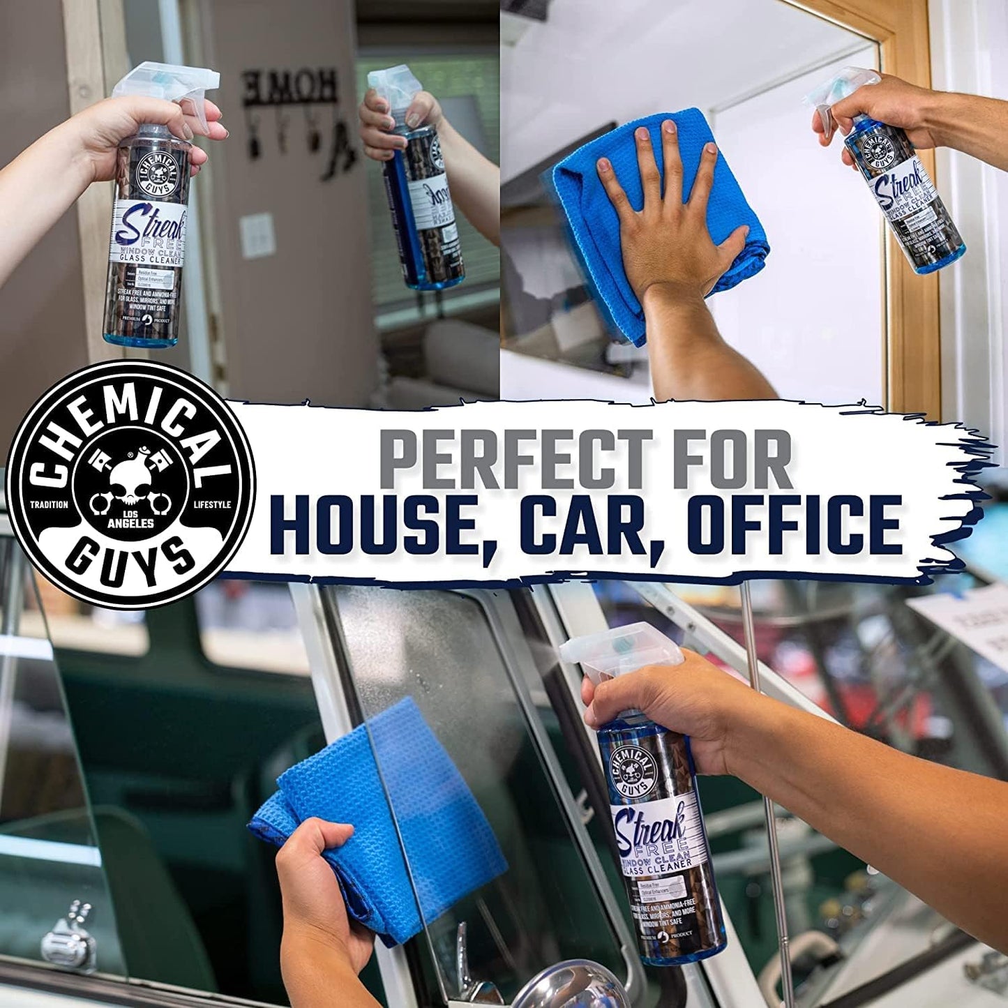 Chemical Guys Streak Free Window Cleaner – Ammonia-Free Glass Cleaner for Crystal Clear Clarity, Safe on Tint, Mirrors, Touchscreens, Windshields, and Chrome, 32 fl oz