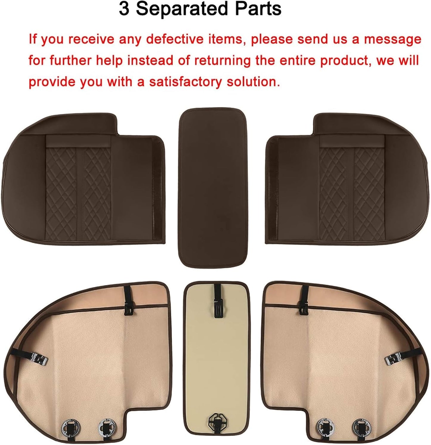 SanQing Car Seat Cover for Front Car Seat Bottom,Premium PU Leather Seat Cushion Protector Without Backrest with Storage Pocket,Full Wrapping Edge Works with Sedan SUV Pickup Minivan (Beige)
