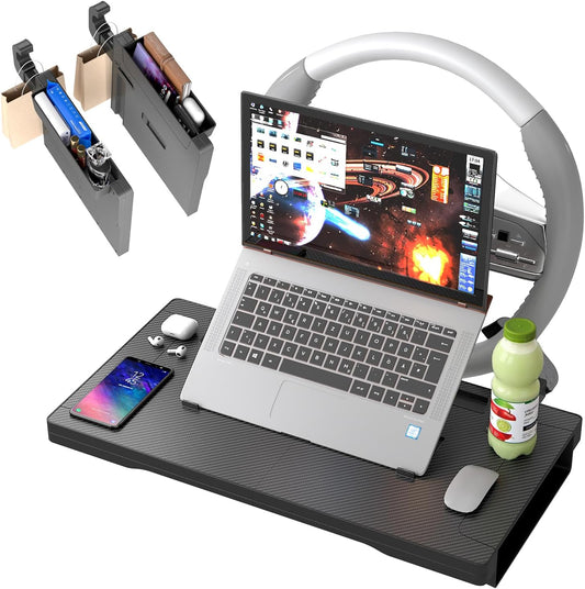 2-in-1 Car Steering Wheel Desk Tray,Adjustable Car Table for Laptop