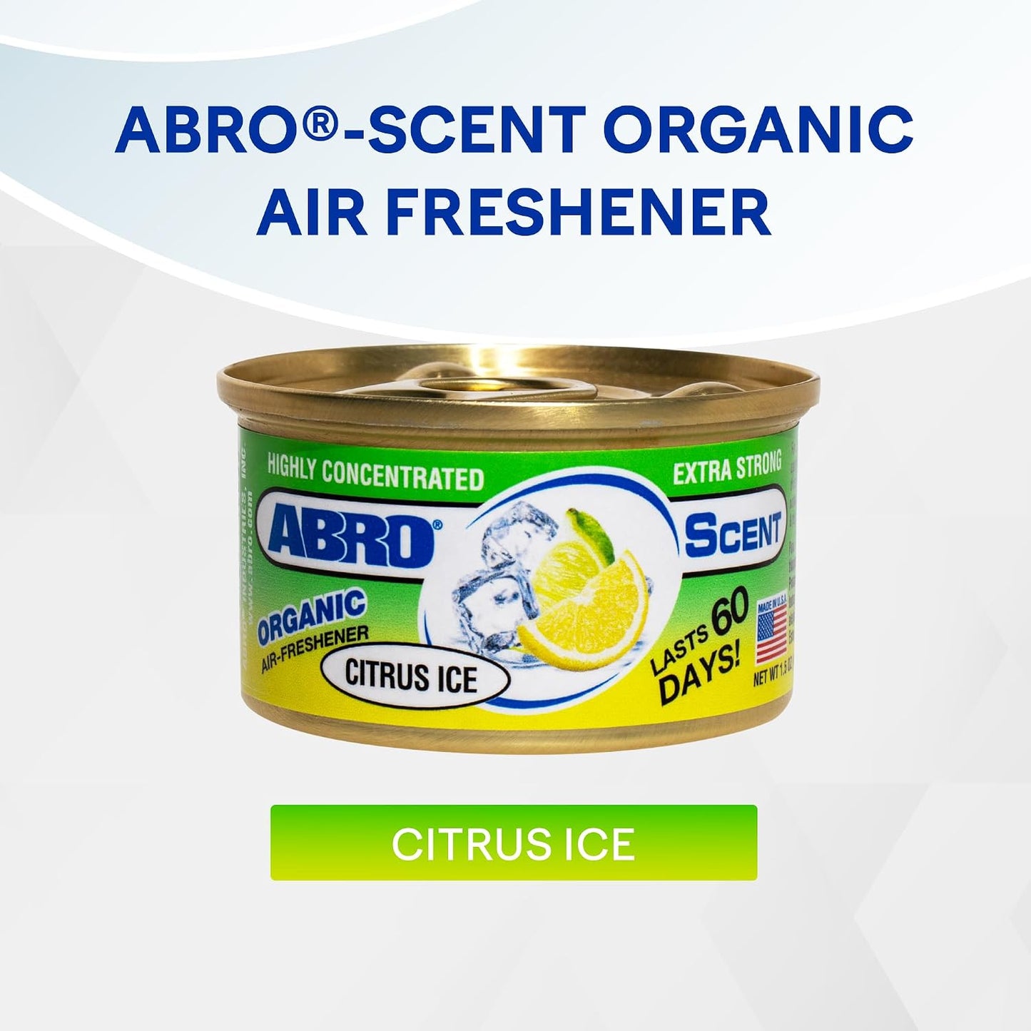 ABRO Car Air Fresheners: Canned, Spill Proof Airfreshener for Home, Office, or Car Accessories Interior, Lasts Up to 60 Days - 3 Pack Citrus Scent