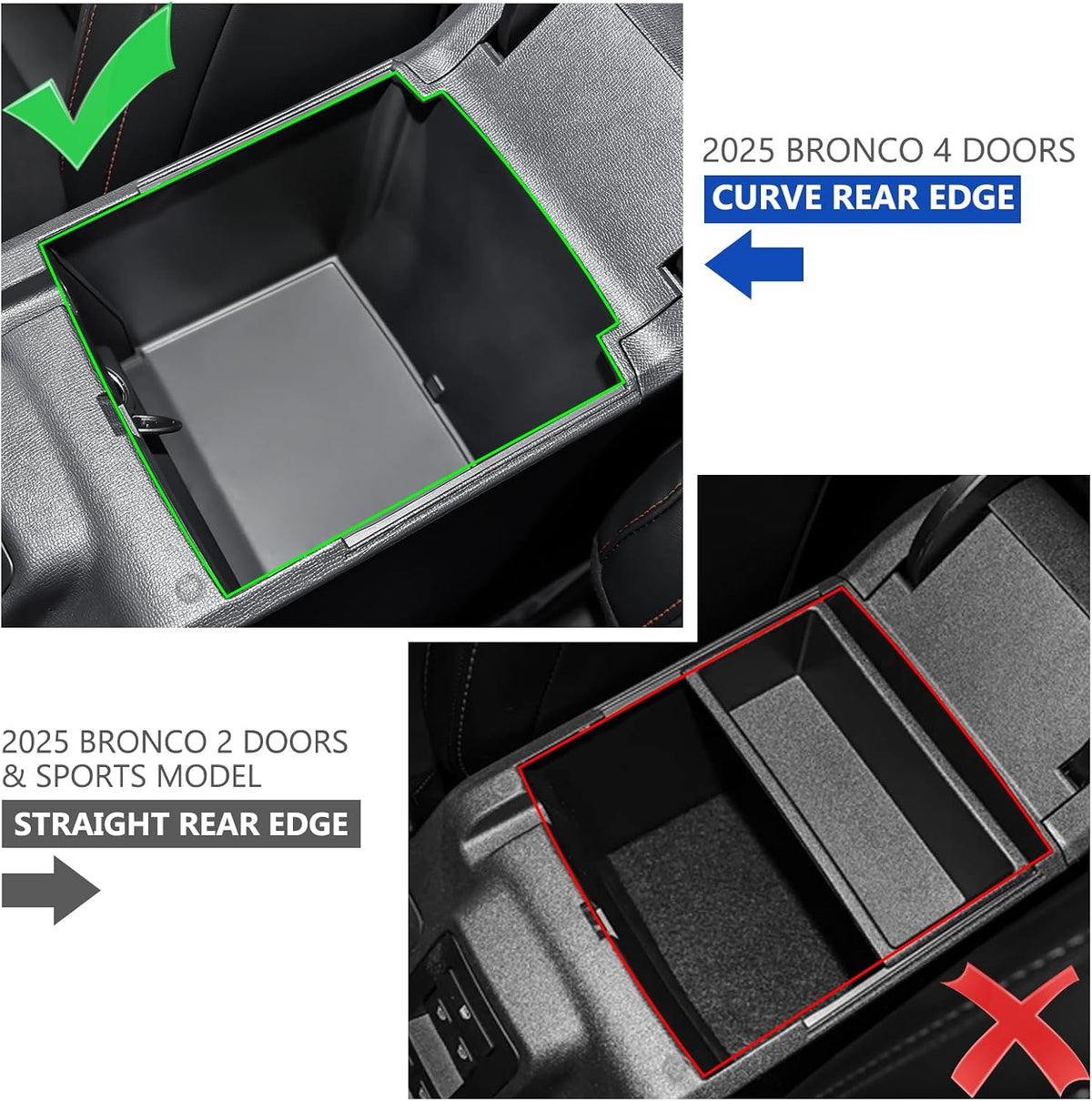 Double-Layer Center Console Tray Fit for Ford Bronco 4Door 2025 2026