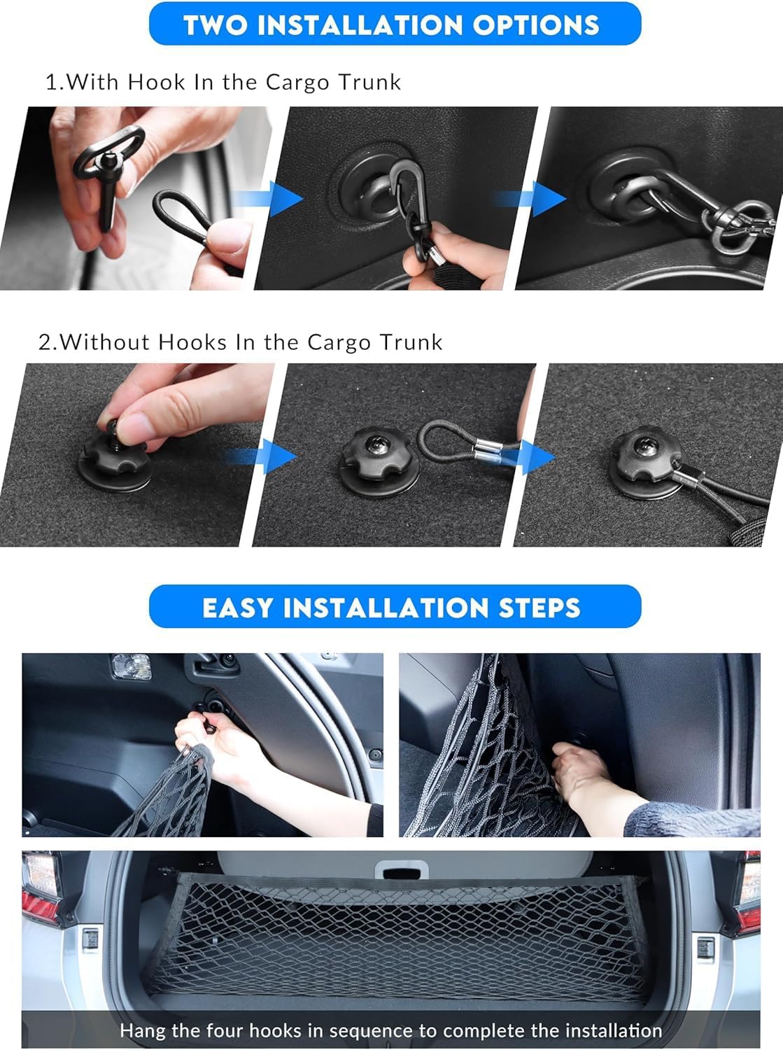MARCHFA Car Rear Trunk Cargo Net Compatible for 2024 2025 2026 Subaru Impreza Crosstrek Accessories Cargo Storage Organizer Mesh Net