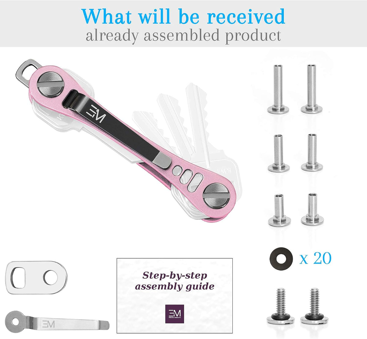 EM Compact Key Holder, Pocket Key Organizer, 14 Keys Key Bar