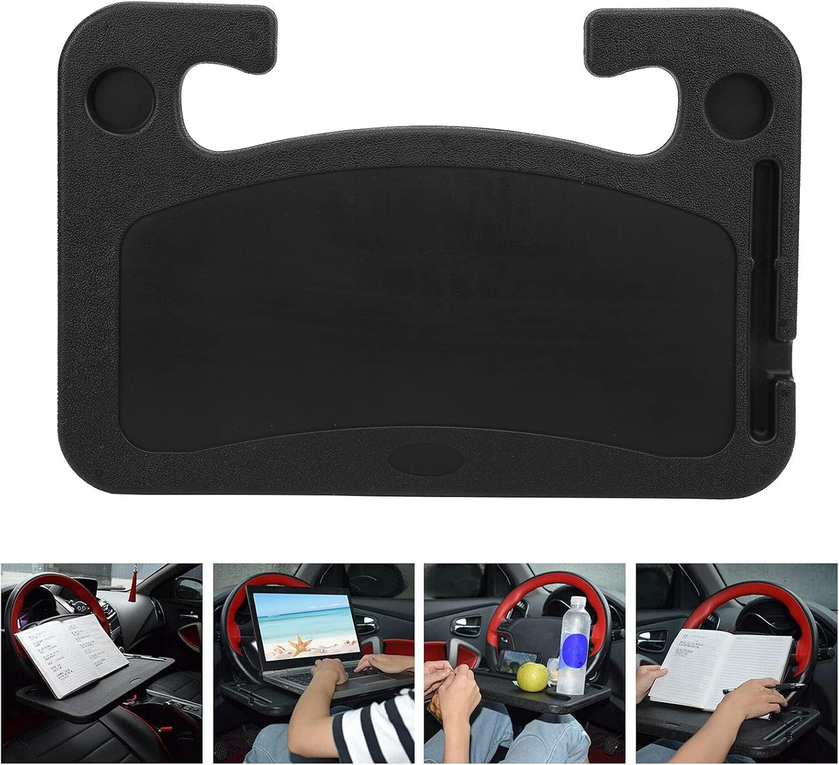 1pc Car Steering Wheel Tray Portable Laptop for Dodge Ram 3500 2012-2024, Desk Auto Food Eating Table Mount Driver Accessories Rigid Plastic,Black