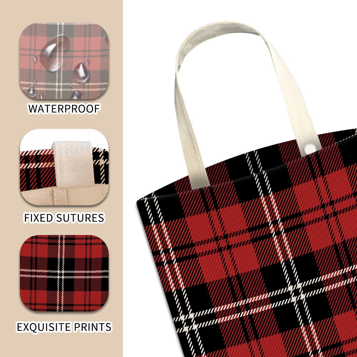 Car Trash Can, Hanging Car Organizer and Storage Bag, Trash Bin for Vehicle, Travelling, Camping Black and Red Checkerboard