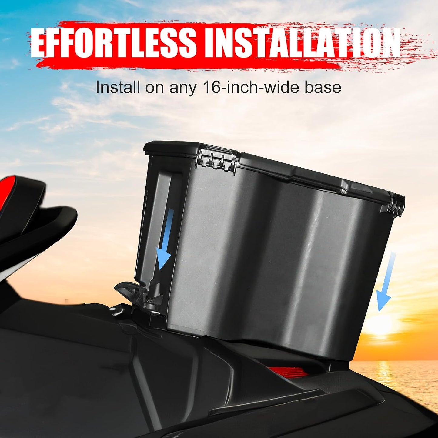 7.8Gal/30L Rear Cargo Box for Can-Am Maverick X3 MAX, Commander | Waterproof Rear Bed Tool Storage Modular Box for Can Am Maverick Trail, Ski Doo, Defender Accessories, Replacement #715006830