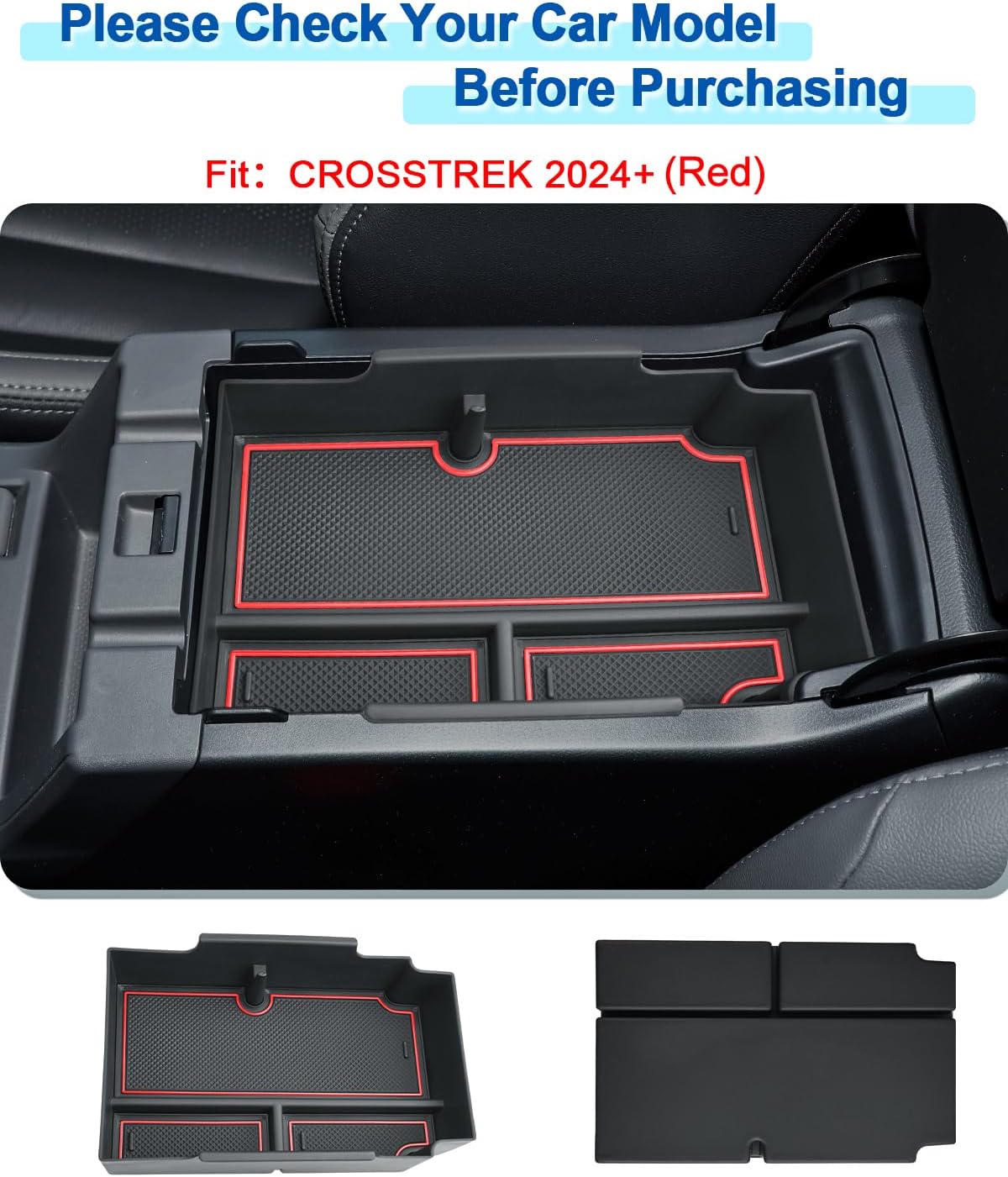 2024 2025 2026 Crosstrek Center Console Organizer for Subaru Crosstrek (Base/Premium/Sport/Limited/Wilderness), Durable ABS Console Tray Insert 2026 Crosstrek&Impreza Accessories (Red)