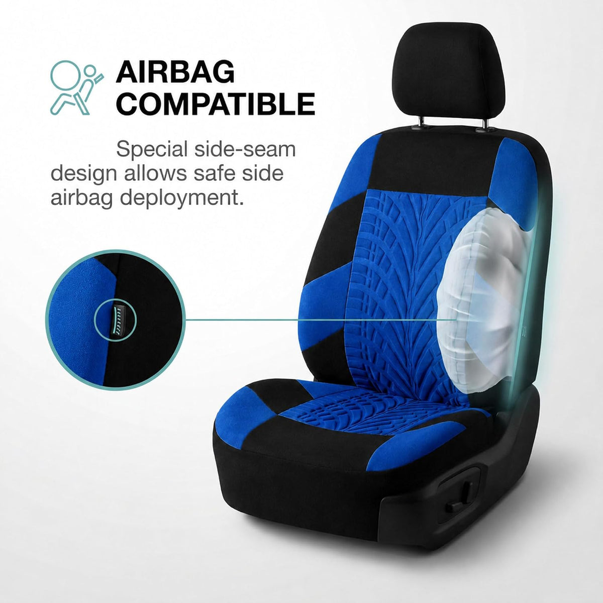 FH Group Front Set Travel Master Car Seat Covers - Covers for Low Back Car Seats with Removable Headrest, Universal Fit, Automotive Seat Cover, Airbag Compatible Car Seat Cover for SUV, Sedan Blue