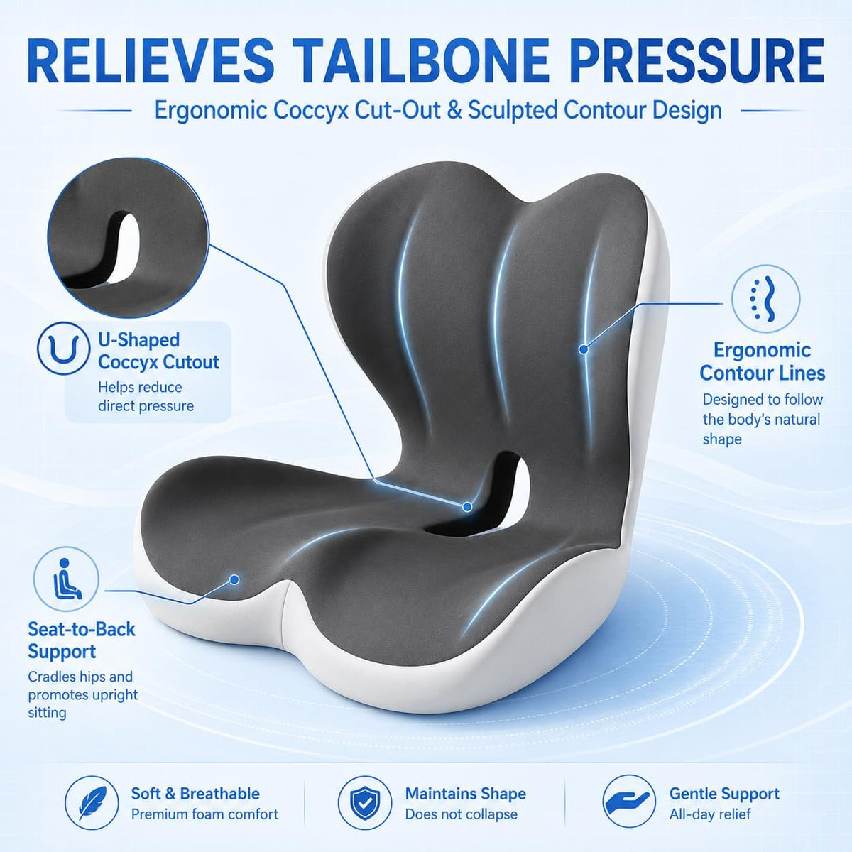 Susbie Car Seat Cushion with Lumbar Support Pillow,Office Chair Cushion