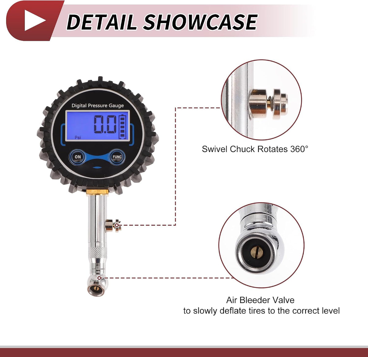 1 Set Universal Digital Tire Pressure Gauge W/Tire Cap 0-200PSI Digital Air Pressure Meter for Cars
