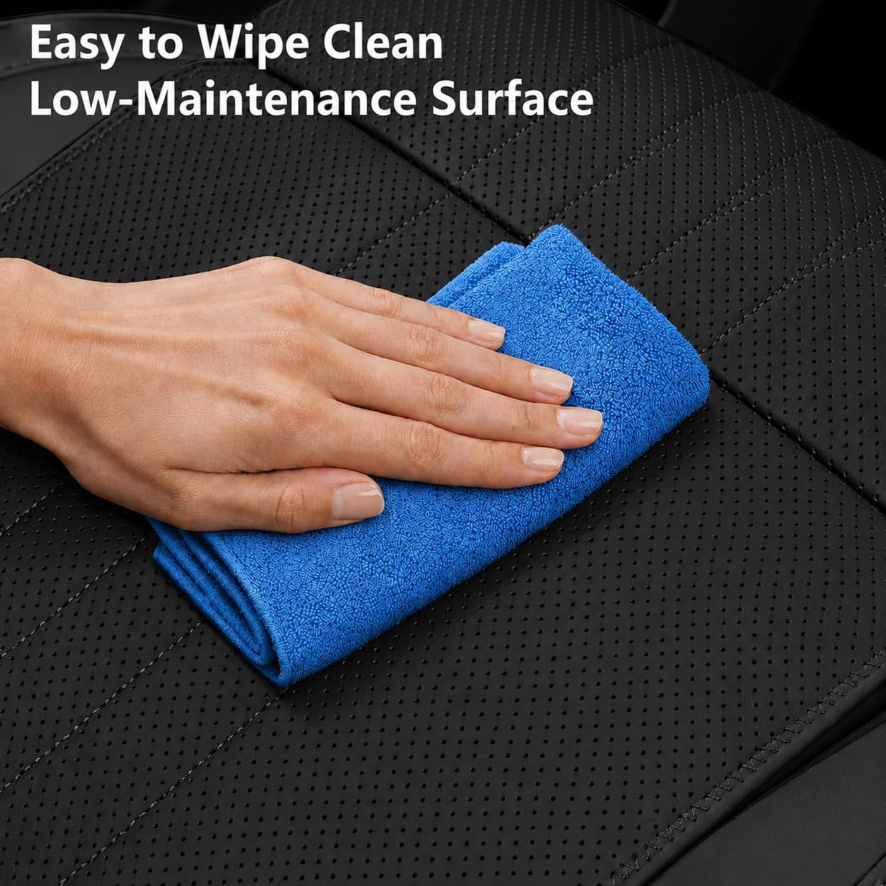 Car Seat Extender Leg Support Cushion, Memory Foam Car Seat Leg Extender with Perforated Leather Cover, Universal Design Thigh Support & Seat Protector for Long Drives & Daily Commuting (black)