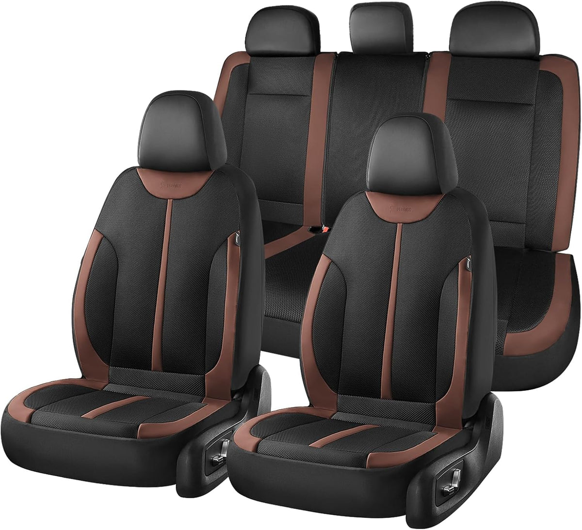 Seat Covers, Car Seat Covers Full Set, Black&Coffee Seat Covers for Cars 5 Seats, Breathable Car Seat Protector, Front and Rear Car Seat Cushion, Automotive Seat Covers Universal Fit for Most Cars SUV