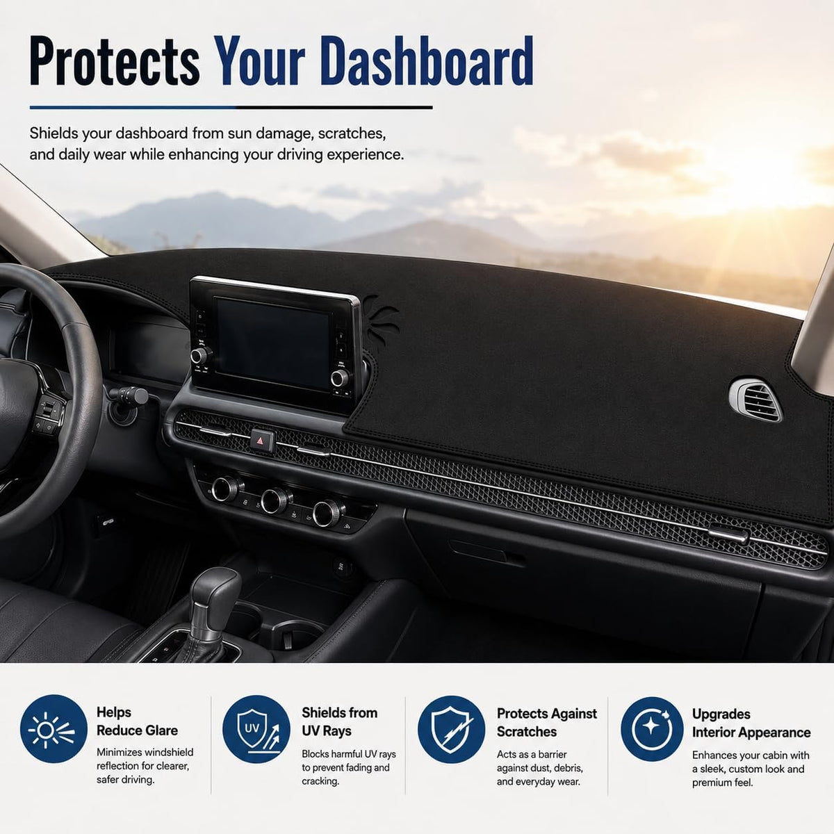 Leather Dashboard Cover Mat for Honda HR-V HRV 2023-2024