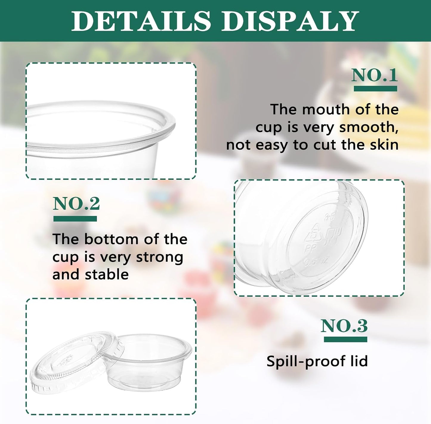 Bokon 2500 Sets 0.5 Oz Clear Plastic Portion Cups With Lids Condiment and Dipping Sauce Container Salad Dressing Container Airtight and Stackable Souffle Cups for Lunch, Party, Trips