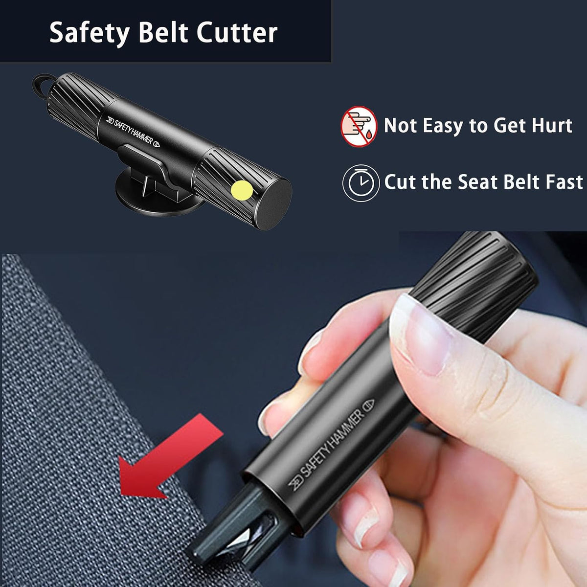4 Pack 2026 Upgraded Safety Hammer,Safe Hammer Glass Breaker Under Water, Window Breaker Seatbelt Cutter,Emergency Escape Tool,Seatbelt Cutter and Glass Breaker for Cars