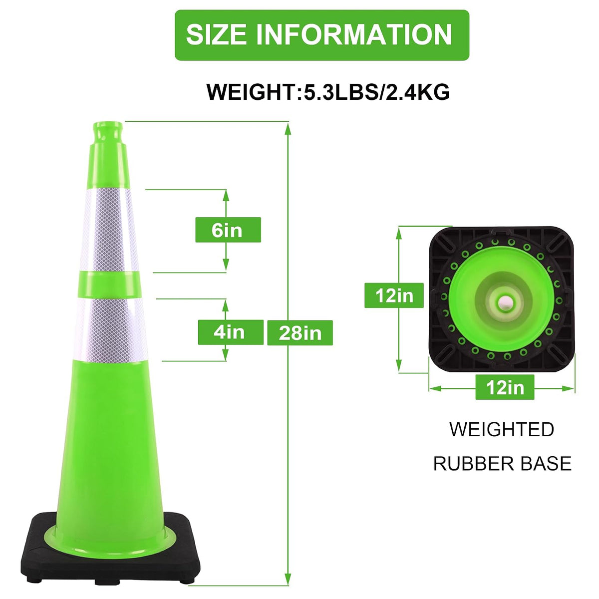 OrangeStar 8 Pack 28" Traffic Safety Cones, Green Cones Construction Cones