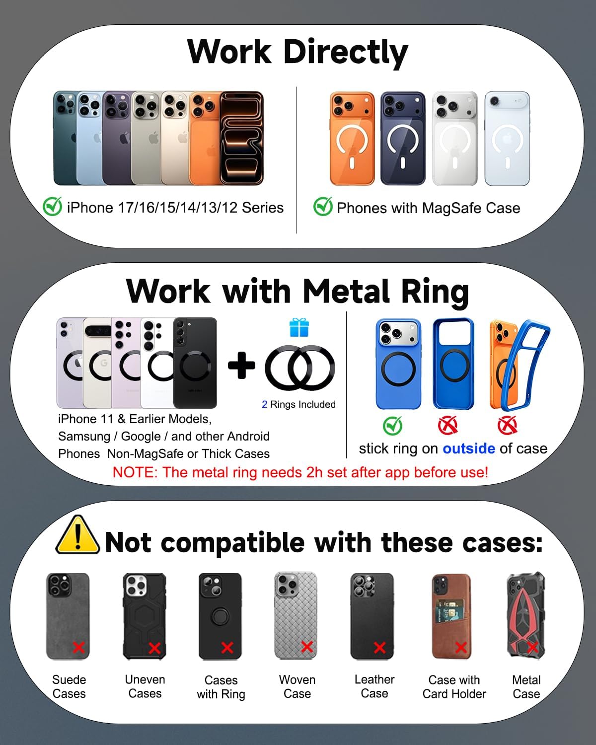 for MagSafe Car Mount, Vacuum Magnetic Car Phone Holder Stand for Your Car