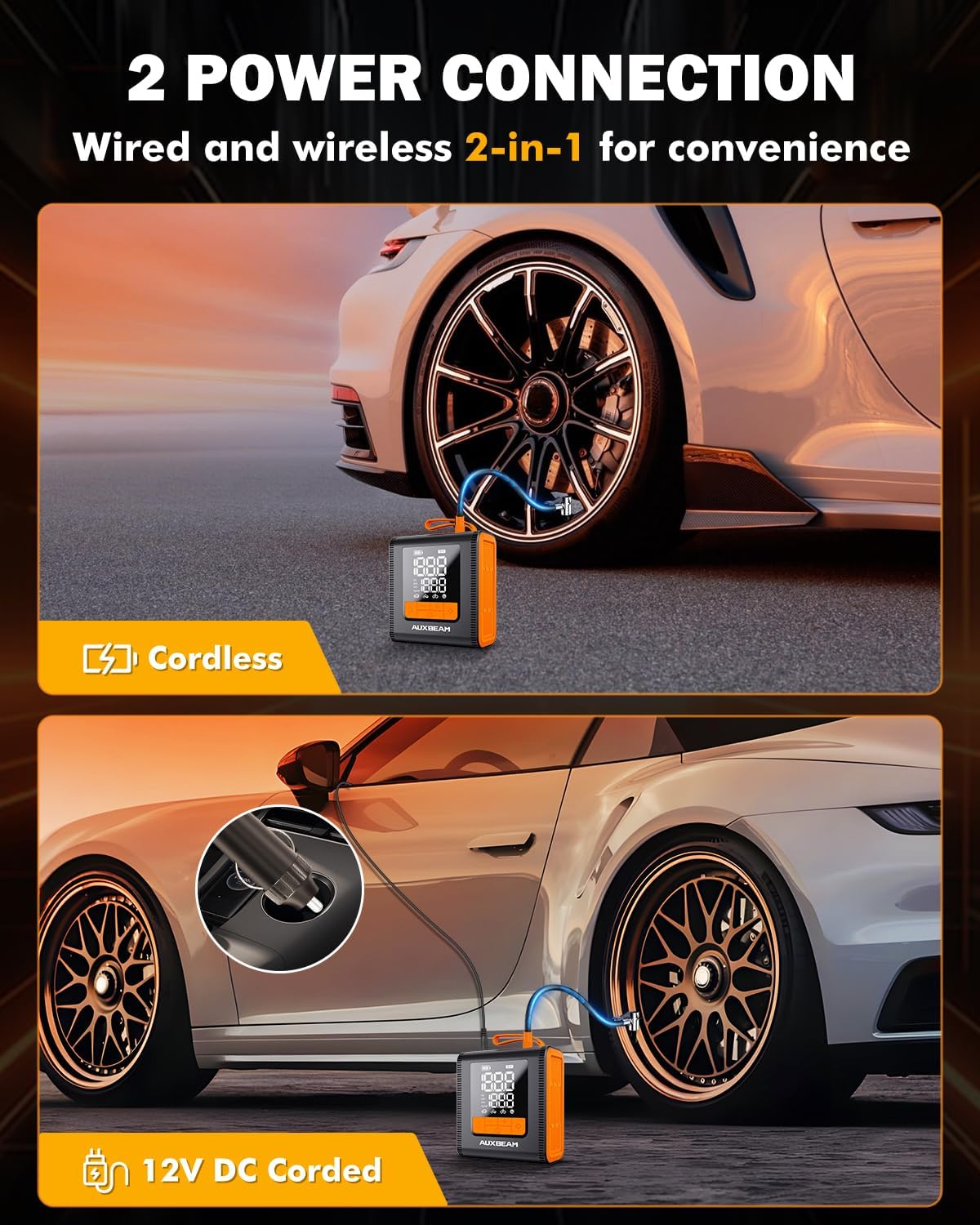 AUXBEAM H4 Series Tire Inflator Portable Air Compressor(Amber)
