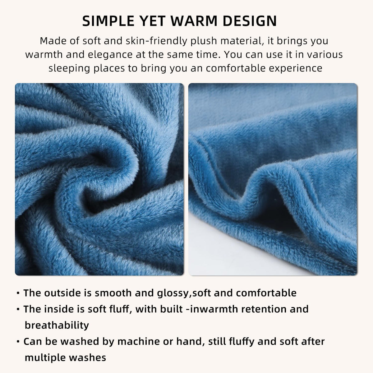 Melissa Large Soft Travel Blanket and Inflatable Pillow Set | Size - 69“ x 43.3”, Lightweight, Compact & Washable for Backpacking, Hiking, Airplane, Car, Office, Camping (Blue)