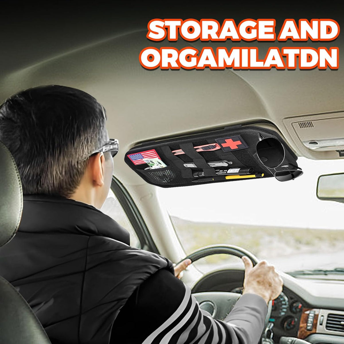 1000D Sun Visor Organizer Fits Most Car, SUVs, and Trucks