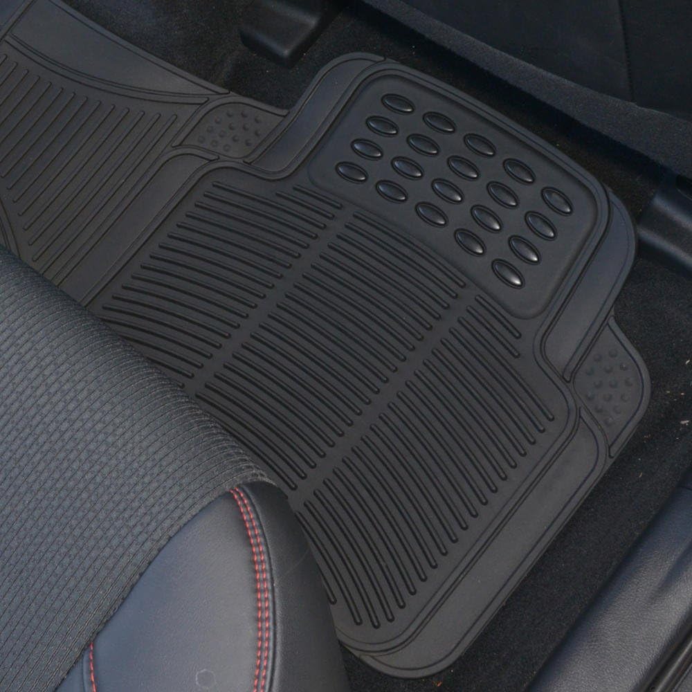 BDK Heavy Duty Rugged Ridged Complementary Rubber Rear Floor Mats Liners, All Weather Protection, Designed for Trucks Cars Sedan SUV