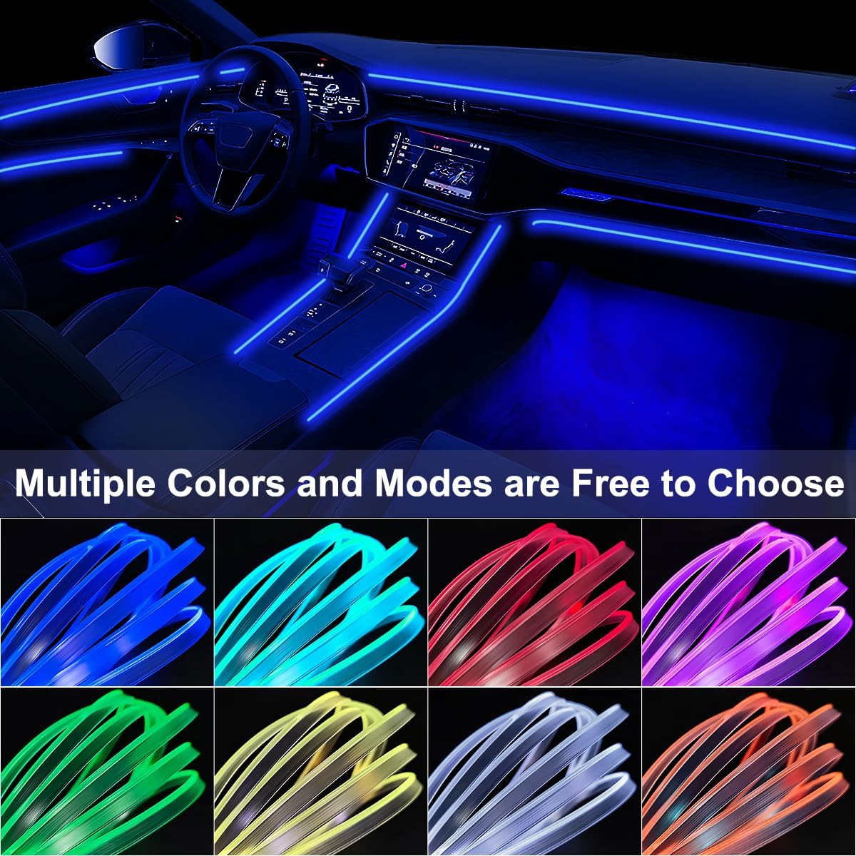 Interior Car Lights APP/Remote Control, 5 in 1 RGB USB Ambient Lighting Kit