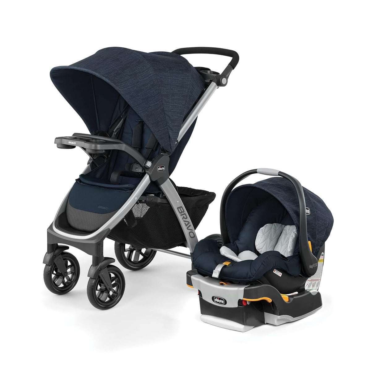 Chicco Bravo 3-in-1 Travel System, Quick-Fold Stroller with Car Seat