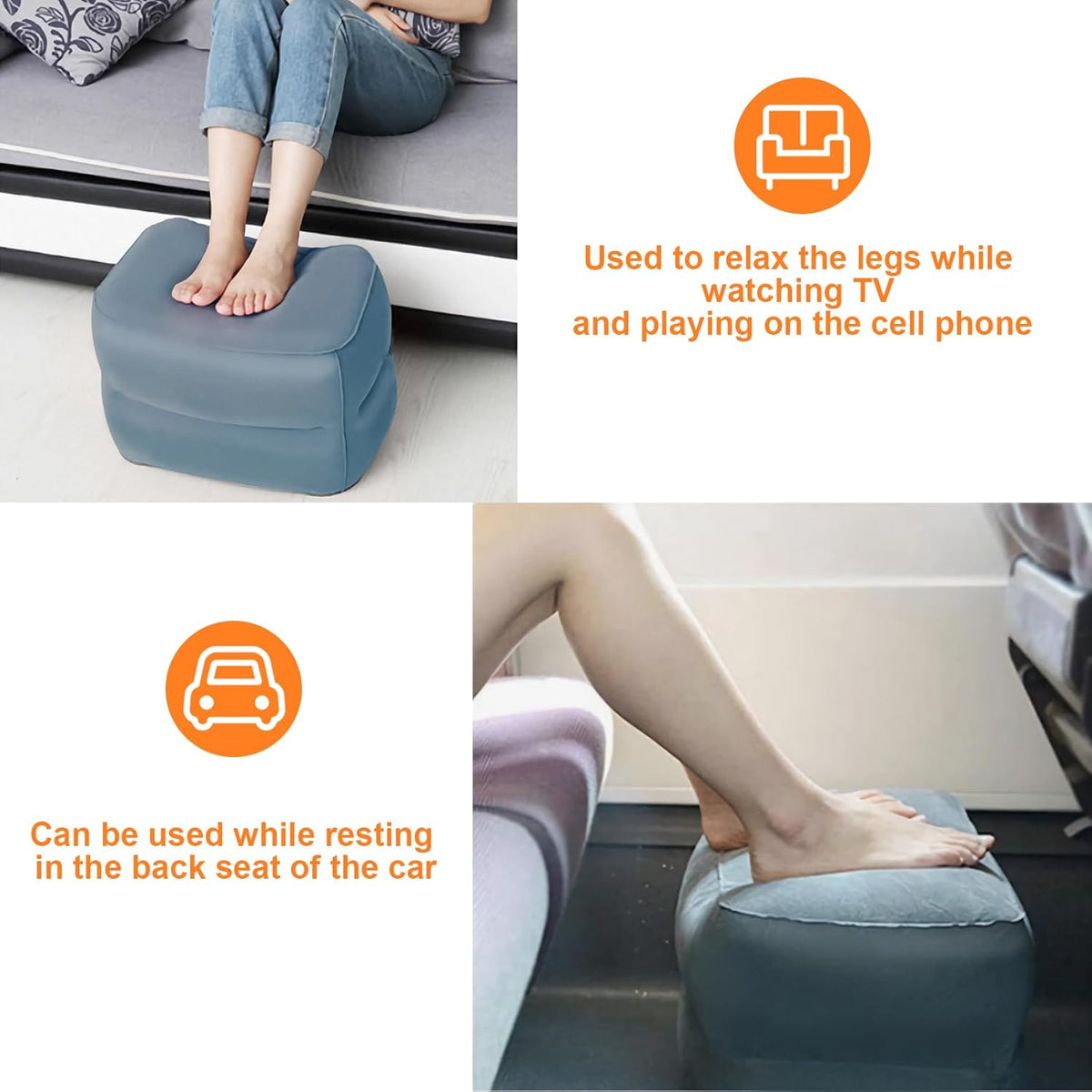 Inflatable Foot Rest Inflatable Travel Foot Rest Pillow Car Seat Footrest for Long Trips Inflatable Stool Compact and Portable Travel Essentials Suitable for Airplane, Car, Home, Office, Campsite