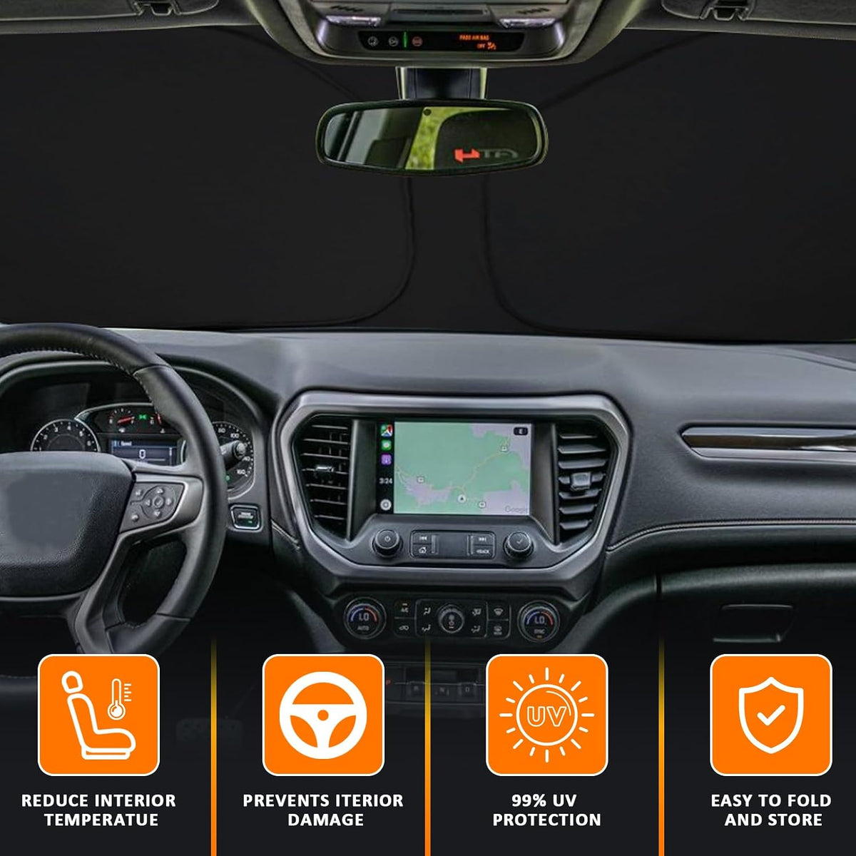 D-Lumina Front Winshield Sun Shade Protector for 2017-2023 GMC Acadia