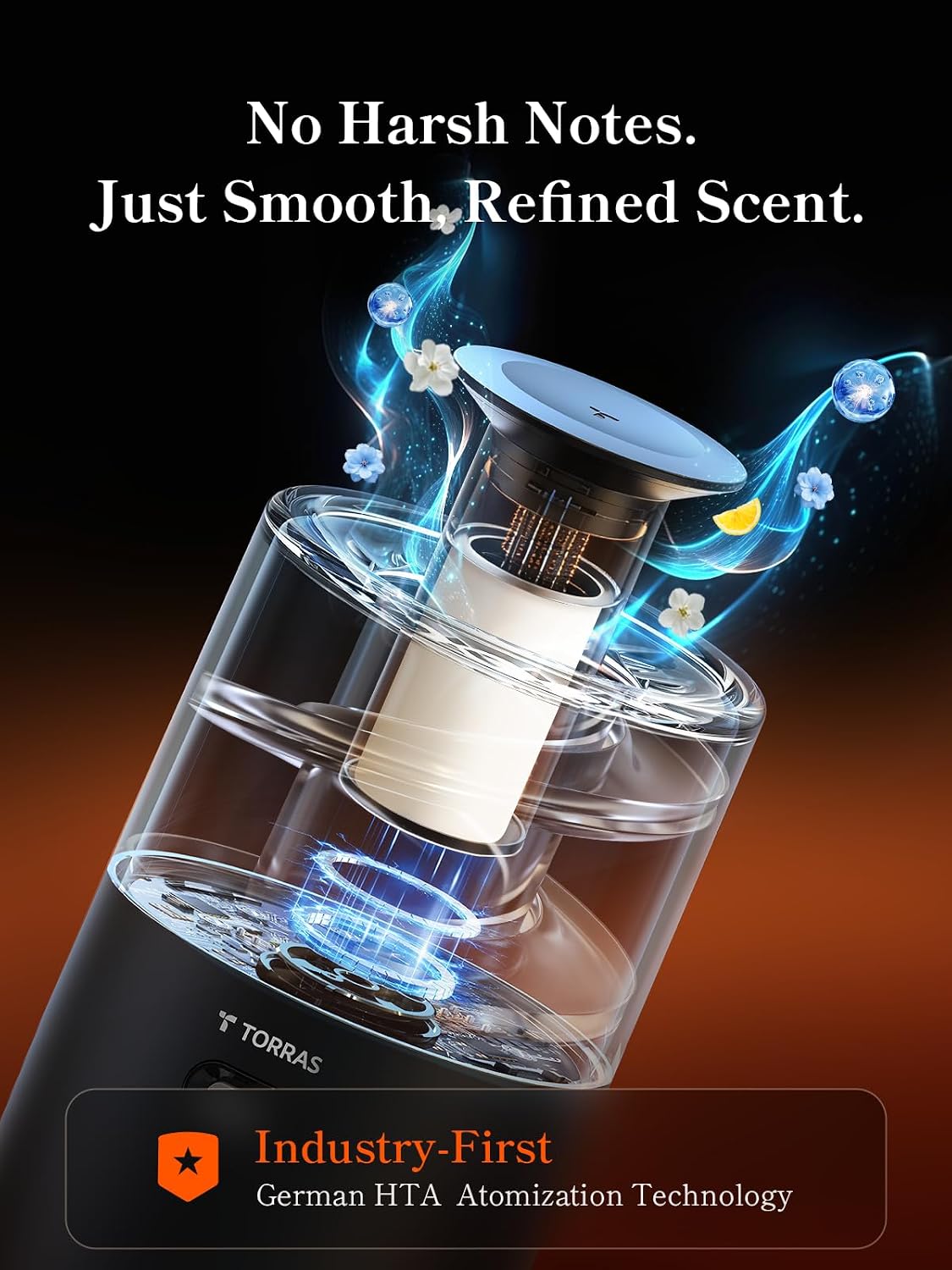 Torras Smart Car Air Freshener Diffuser CF18, Landscape Car Diffuser, Auto On/Off, 3 Modes, Ambient lights, 1100mAh Built-in Battery, Perfume Natural Fragrance, Lasts 3 Months