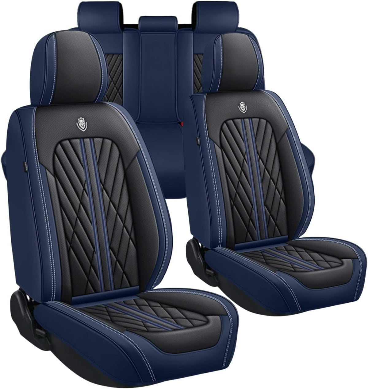 Premium Nappa Leatherette Car Seat Cover Set Custom Fit for Honda CR-V CRV 2000-2023 2024 2025 2026 Water-Proof Breathable Faux Leather Seat Cushion Protectors (Full Set 5 Seats,Black Blue)