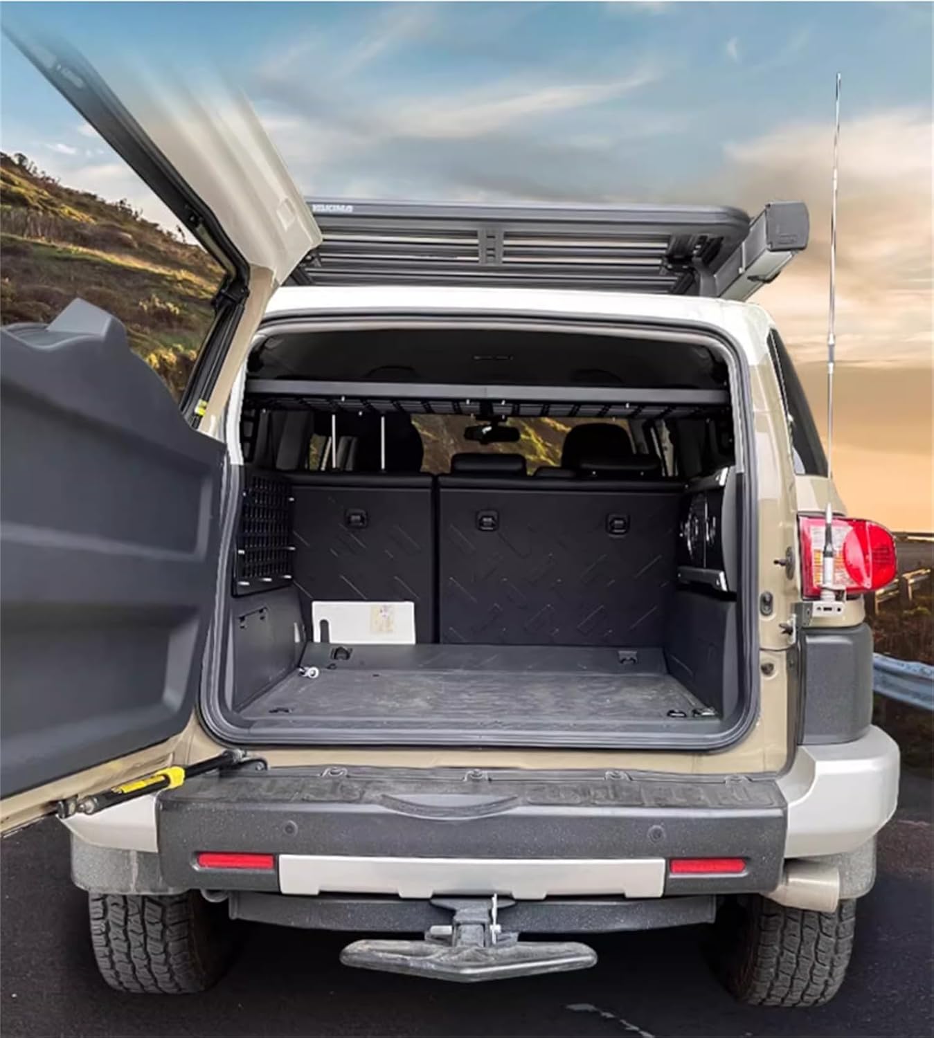 L2R for Toyota FJ Cruiser (XJ10) 2007-2024 Molle Panel Car Modular Storage Panel Shelf Modification Rear Trunk Interior Luggage Storage Carrier Organizer Kit (Side Panel + Trunk Shelf + Storage Boxes)