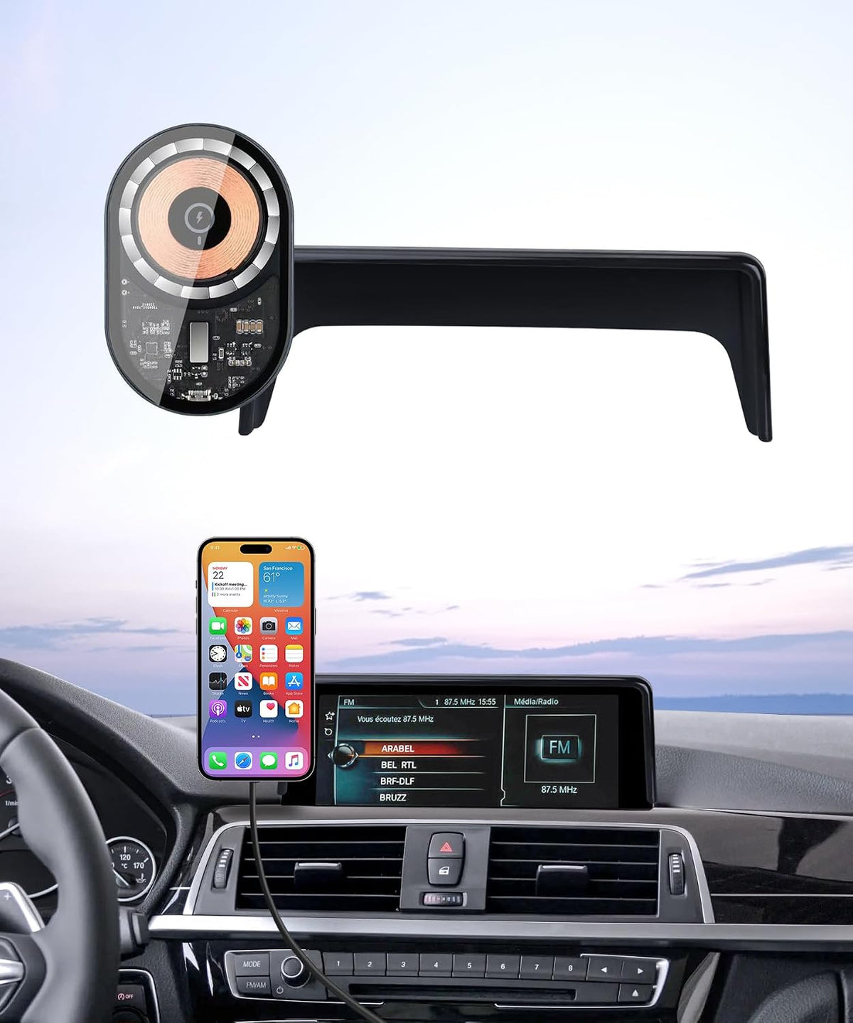 Wireless Charger Car Phone Mount for BMW 3-Series 2012-2018, 2-Series 14-21