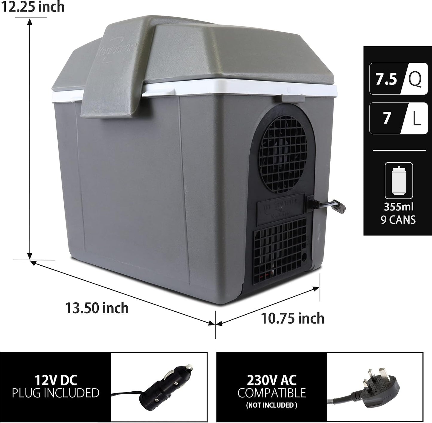 Koolatron 12V Iceless Cooler & Warmer – Portable 9.8 qt Electric Cooler/Nevera Portátil Eléctrica for Car Truck Camper Boat Hard Sided Mini Fridge for Camping Picnic Travel Lunch Food Drink Office