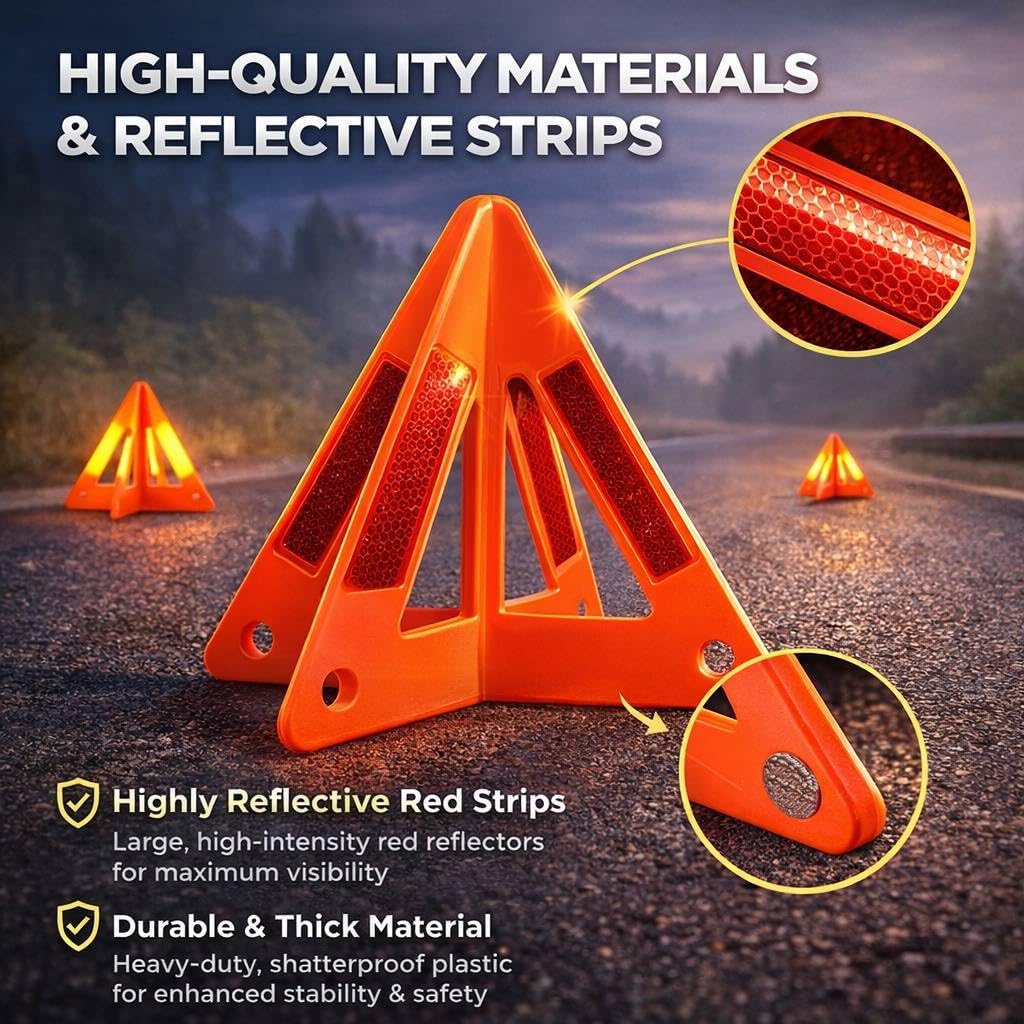 Safety Triangles for Vehicles, 6 Set Emergency Warning Reflective Triangles