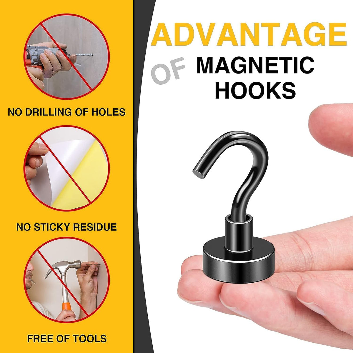 DIYMAG Magnetic Hooks 75pcs 30lbs Cruise Essentials 2026 Magnet Hook Black