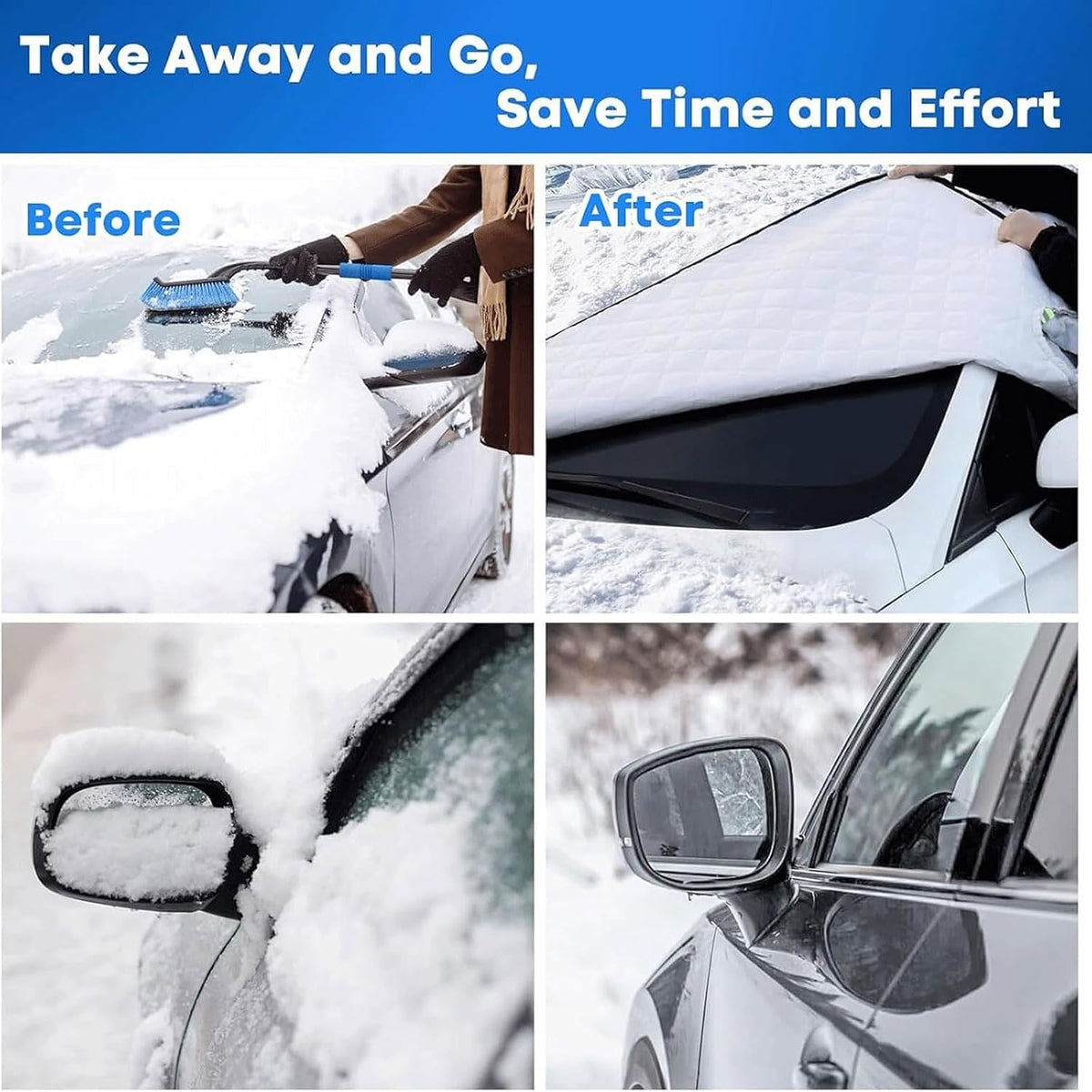 Windshield Cover for Ice and Snow for Acura MDX 2001-2019 2020 2021 2022 2023 2024 2025, Windscreen Cover Frost Protector for Winter All Weather Car Accessories,Black