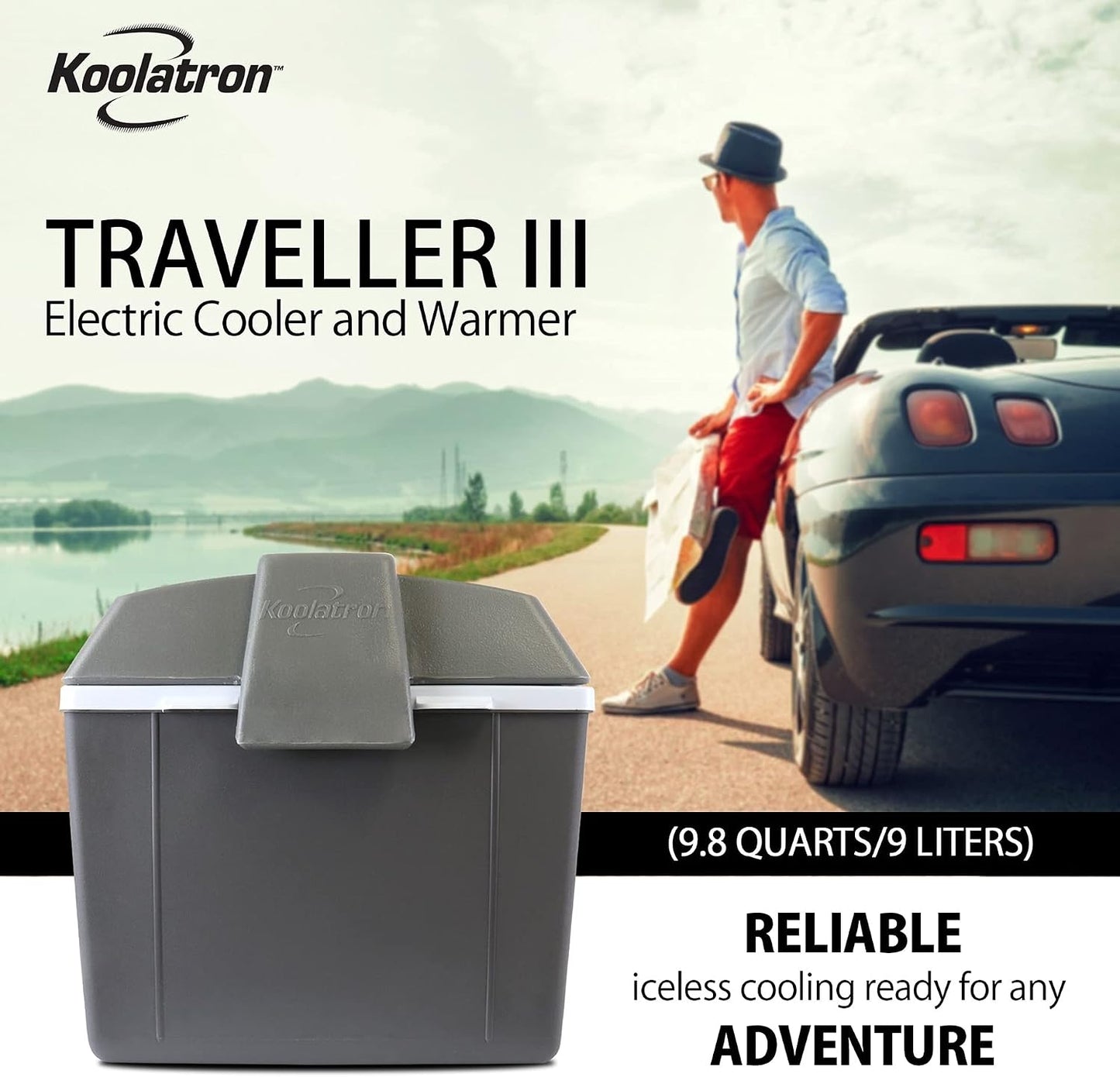 Koolatron 12V Iceless Cooler & Warmer – Portable 9.8 qt Electric Cooler/Nevera Portátil Eléctrica for Car Truck Camper Boat Hard Sided Mini Fridge for Camping Picnic Travel Lunch Food Drink Office