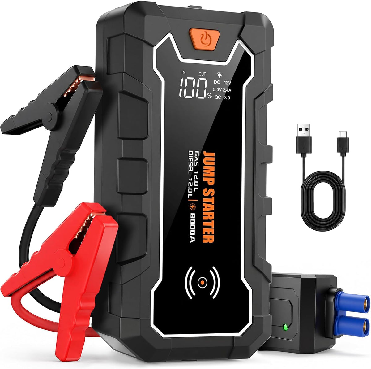CROS 12V 3500A Portable Jump Starter with Wireless Charger