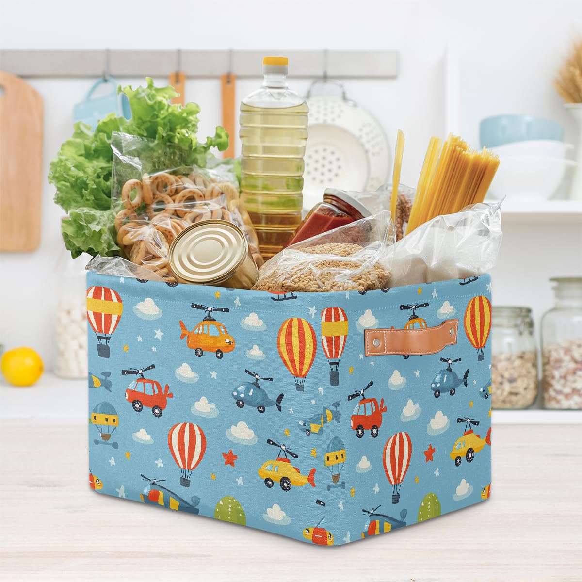 Cars Helicopters Storage Baskets for Organizing, Fabric Collapsible Storage Bins Box Cartoon Decorative Toy Organizer Baskets for Closet Shelves Gift Basket 1 Pc