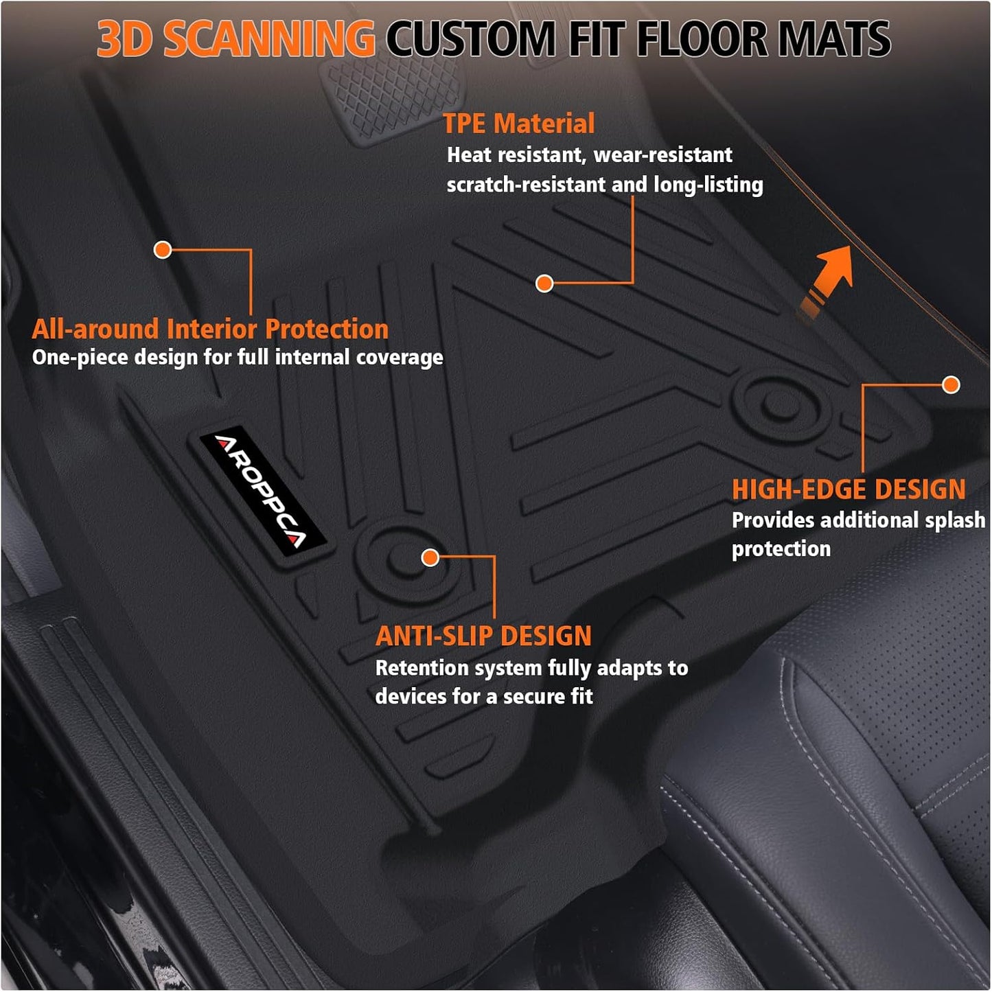 All Weather Car Floor Mats for 2014-2018 Chevrolet Chevy Silverado/GMC Sierra 1500 Crew Cab, 2015-2019 Silverado/Sierra 2500 HD/3500 HD Crew Cab, TPE Floor Liners for Chevy Silverado Accessories