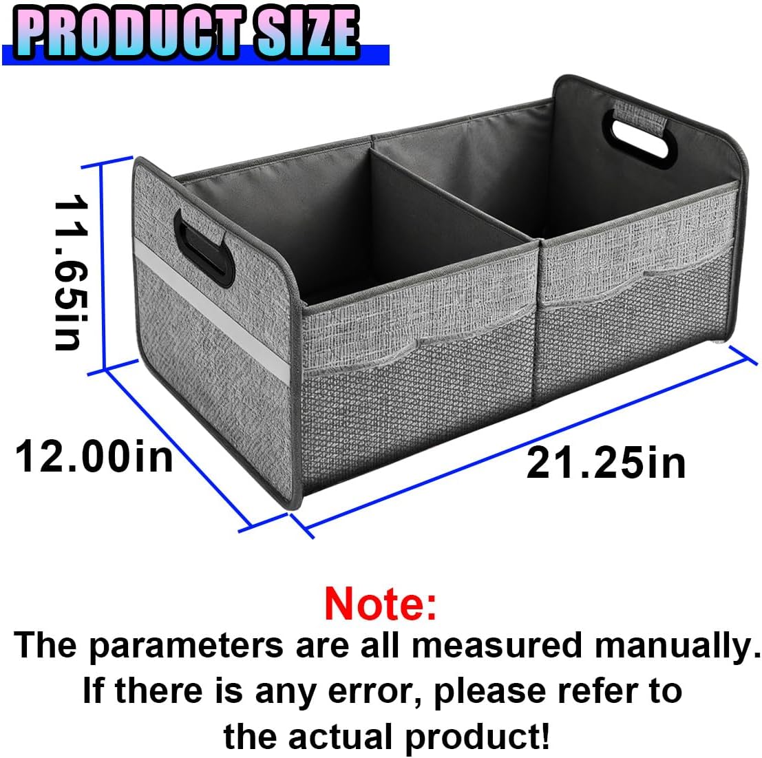 Car Trunk Organizer, 55L Collapsible Car Storage for SUV Truck, Gray