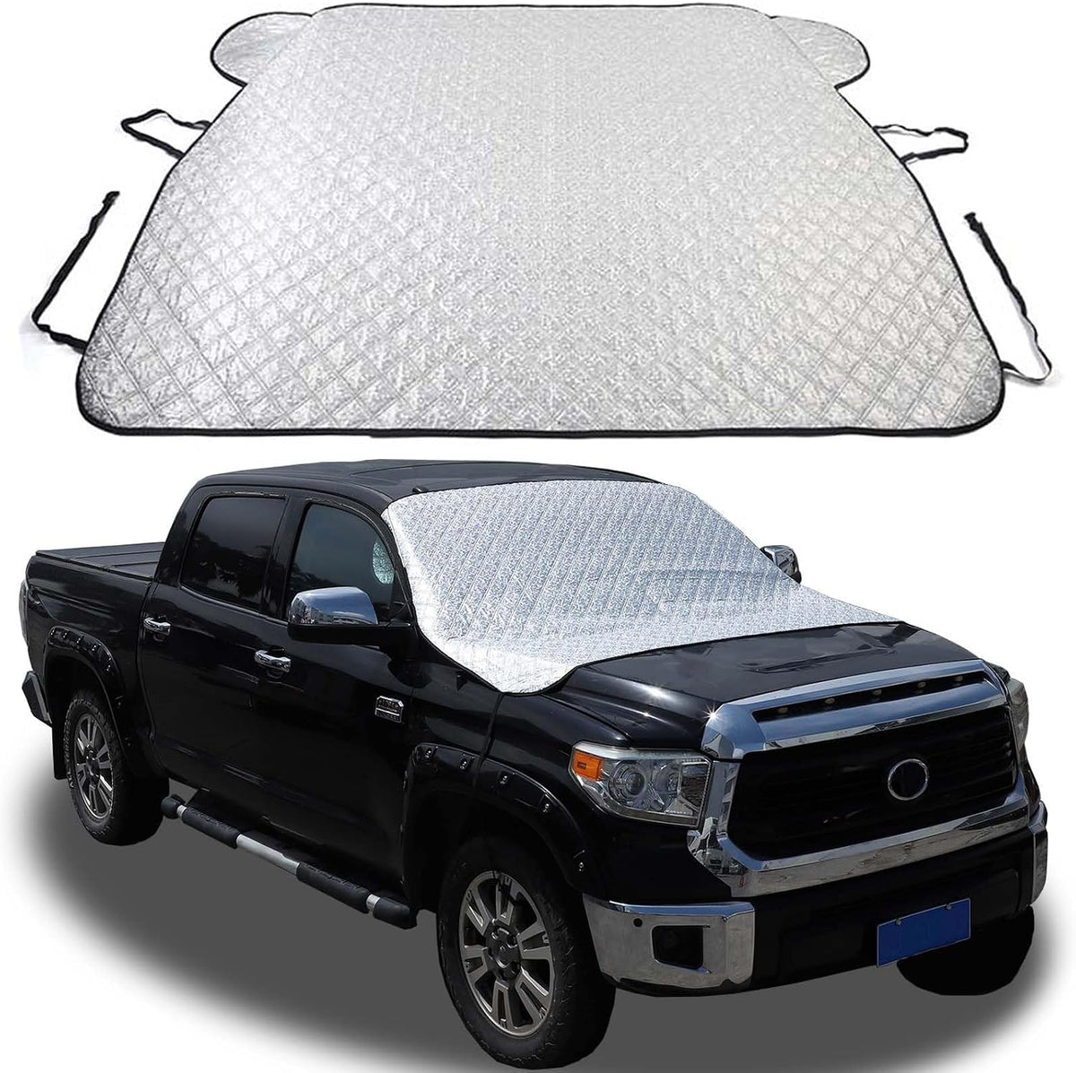 Windshield Cover Compatible with Toyota Tundra 2007-2021, for Ice and Snow, Ice, UV & Frost Wiper Mirror Protector Windproof Sunshade Cover Accessories (Style A)