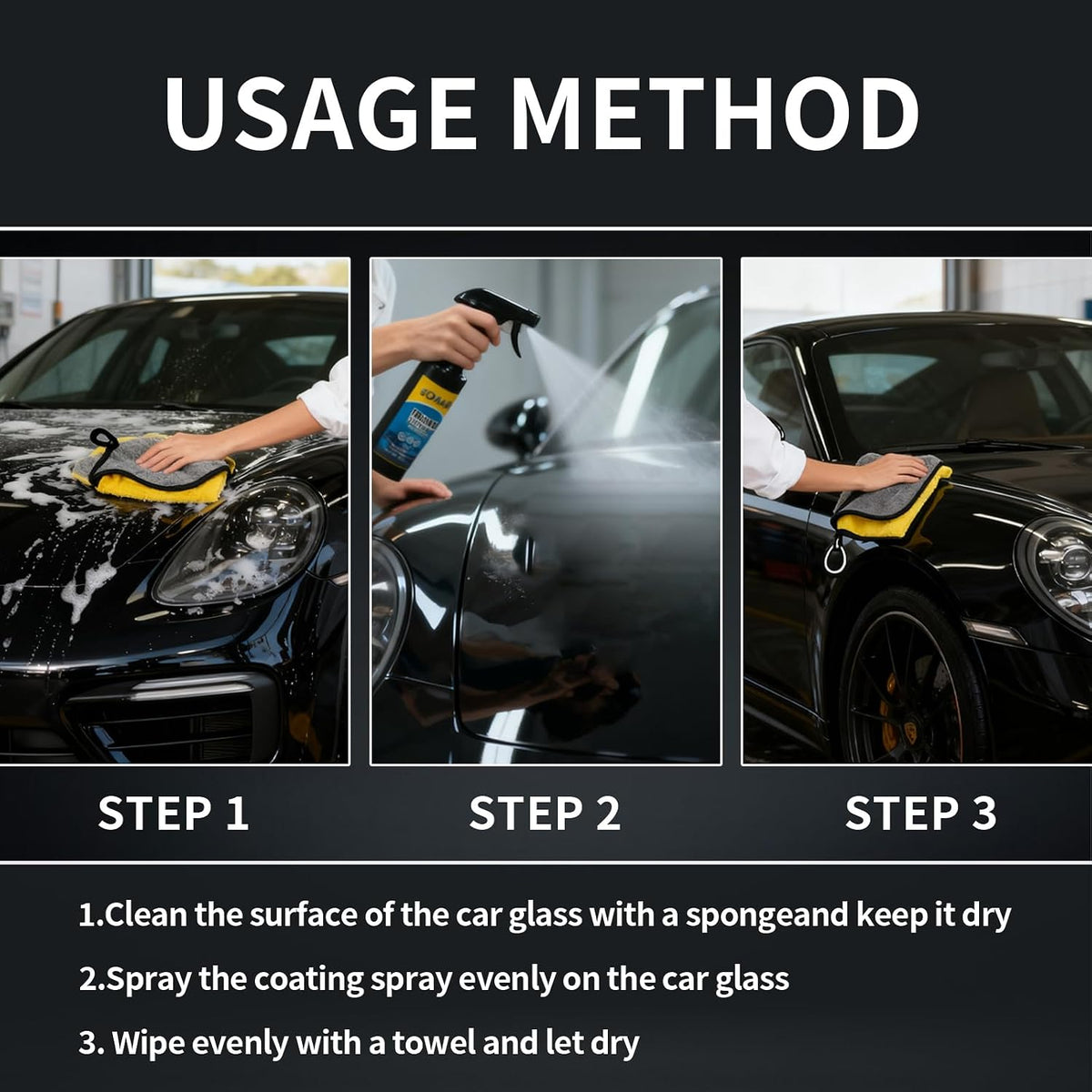 Car Coating Spray, SOPAMI 3-in-1 High Gloss Polish Scratch Remover, Waterless Car Wax Spray for Shine Protection, Nano Hydrophobic Quick Detailer for Paint, Glass, Plastic Metal Surfaces