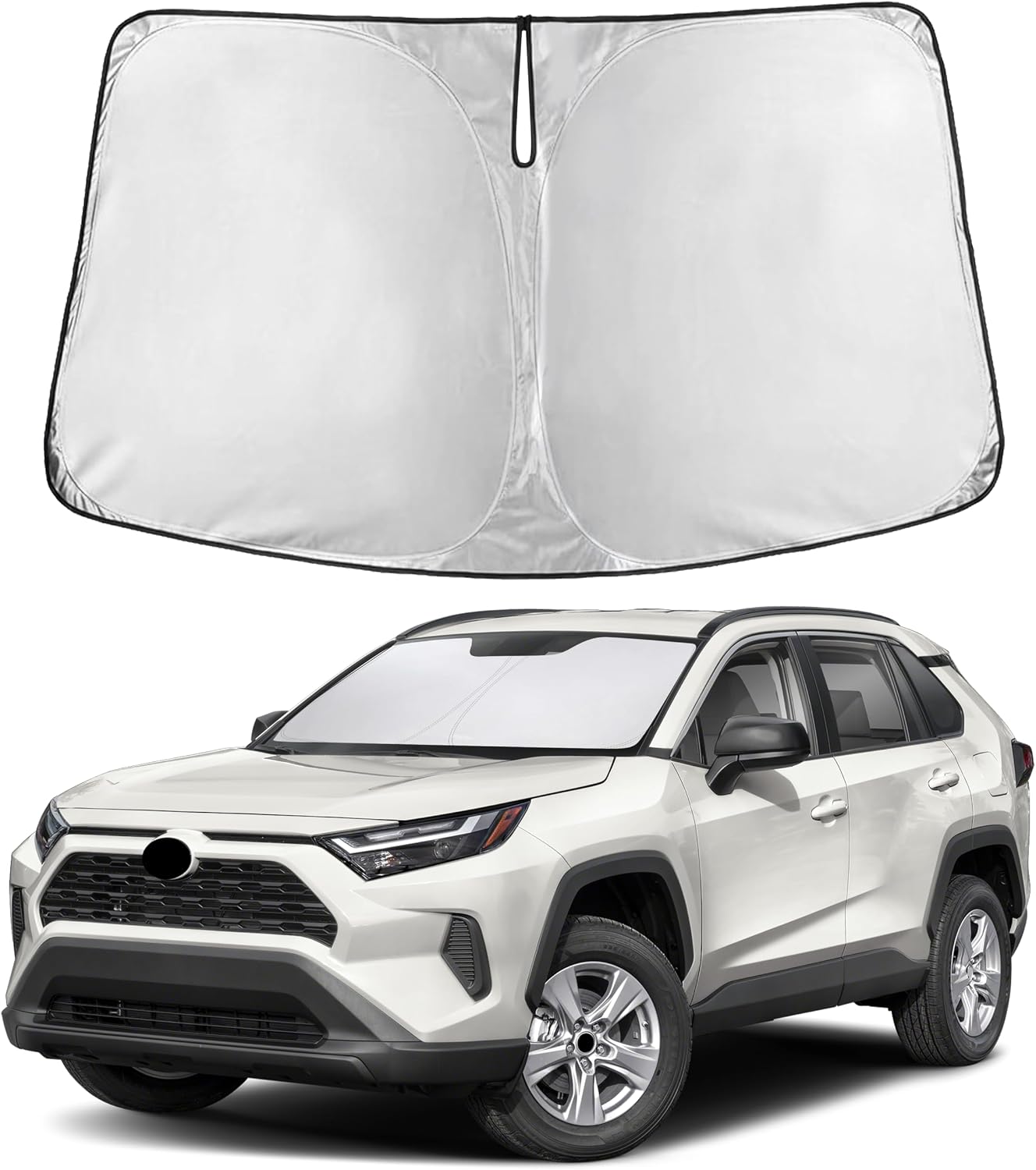 Autovir Windshield Sun Shade Fit for 2019-2024 2025 2026 Toyota RAV4 Sunshade, Front Car Window Shades Sun Visor, Blocks UV Rays & Heat, Car Accessories