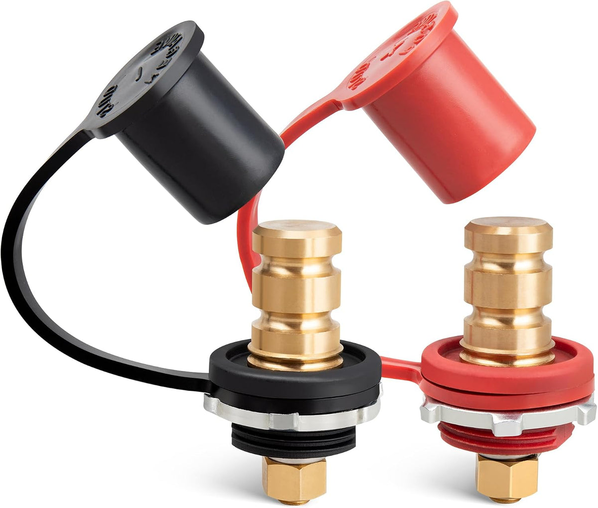 RED WOLF Remote Battery Terminal 3/8” M10 Stud, 250A Max DC 12V Battery Jumper Post Adapter Connector Relocation Heavy Duty for UTV ATV Automotive RV Truck Boat Trailer w/Insulating Cover