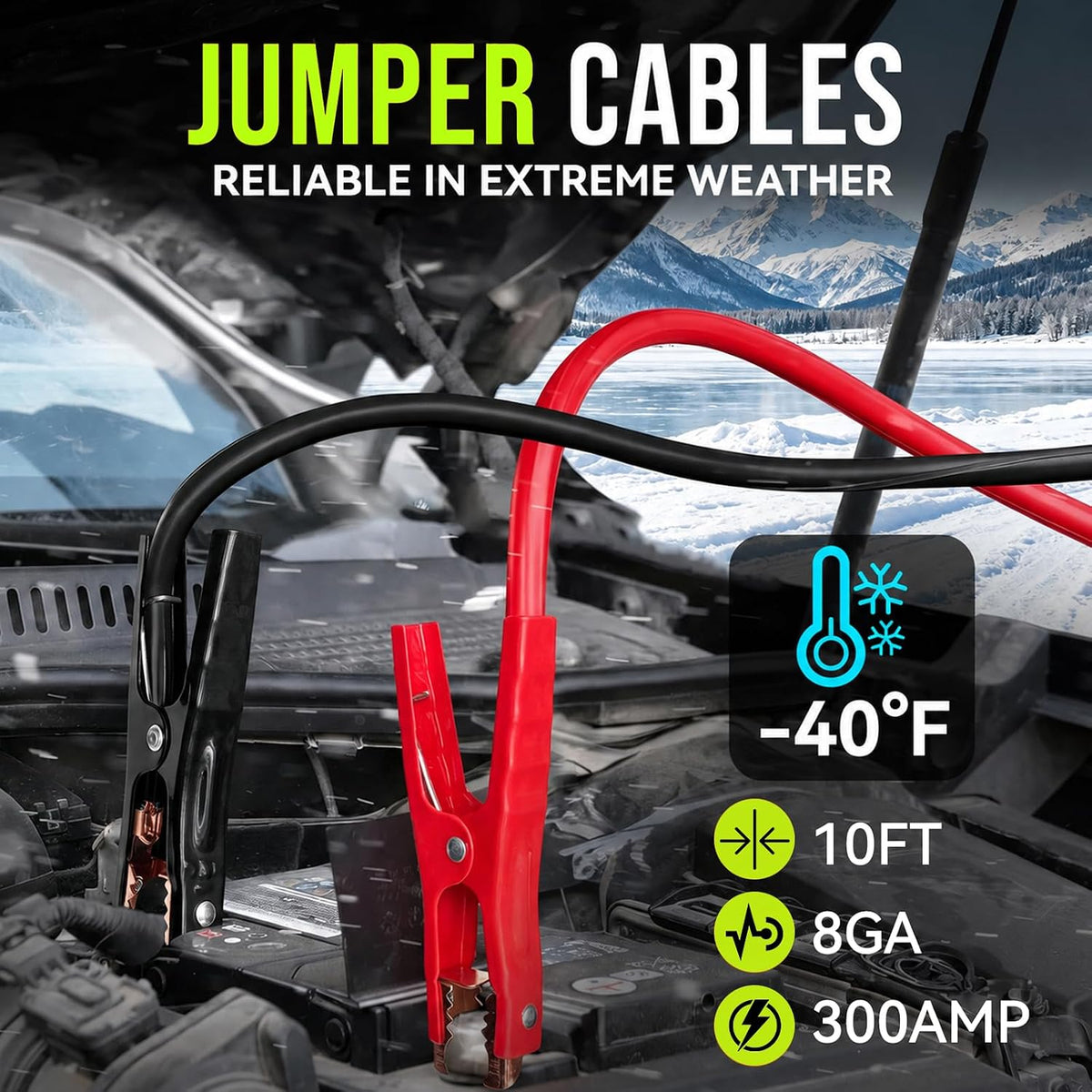 Winter Car Emergency Safety Kit Bag with Jumper Cables, Snow Shovel for Car
