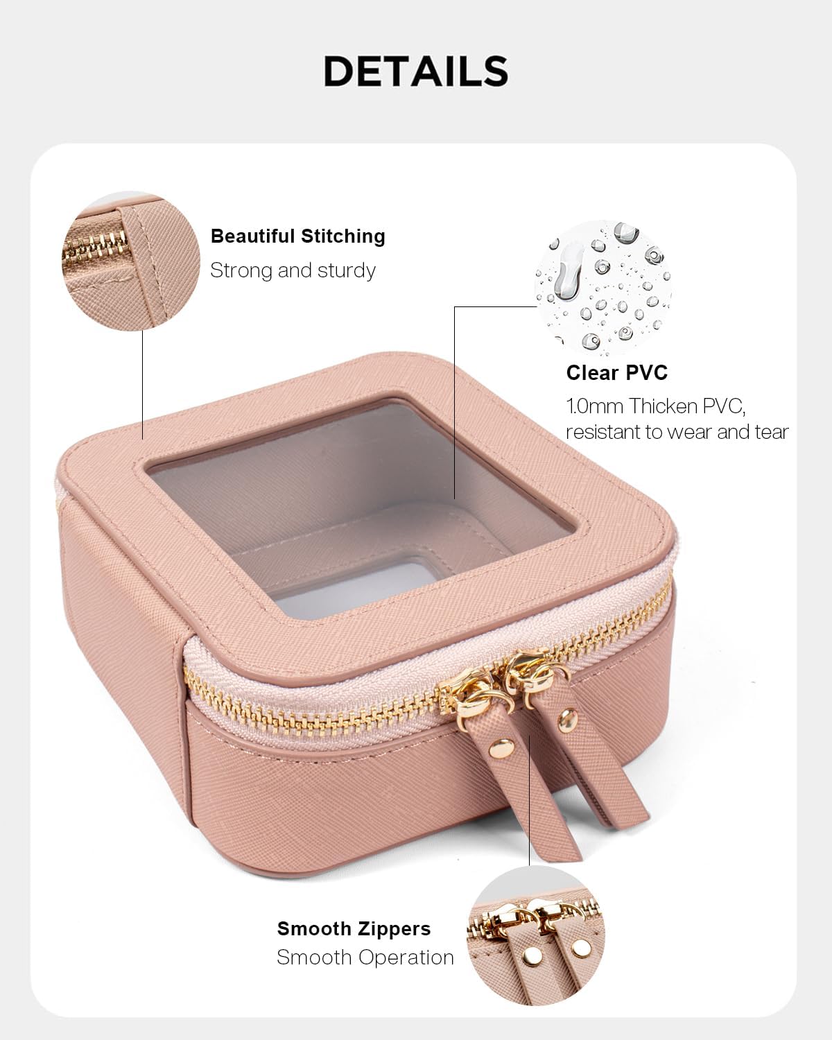 LETGO Clear Makeup Bag Mahjong Tile Bag with Zipper and Handle| Structured Large Travel Makeup Bag for Toiletries for Women,Travel Cosmetic Case,Waterproof PU Leather,Wide Opening
